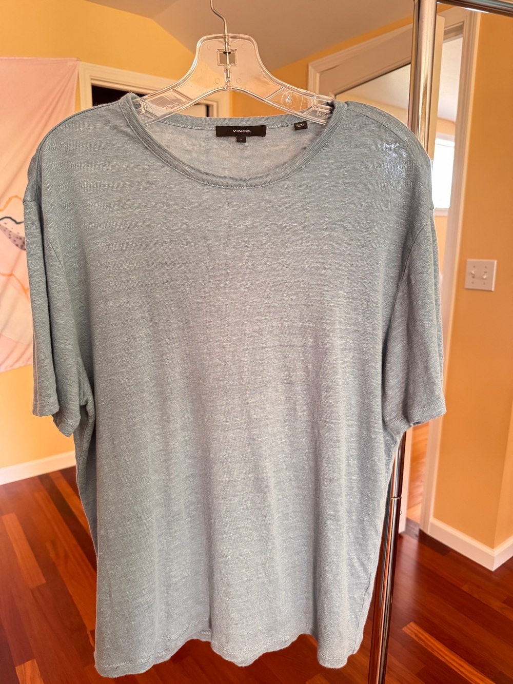 Vince 100% Linen Tee | Women’s Large | Blue Short Sleeve Lightweight Luxury Top - Picture 9 of 9